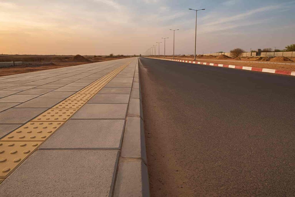 تنفيذ اعمال البنية التحتية وارصفة الشوارع